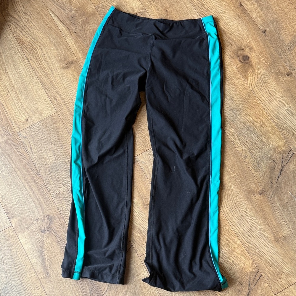 Xersion Black and Teal Active Flare Pants
